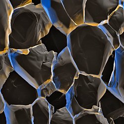 Styrofoam  Polystyrol, cryo crosscut Field-of-View: 540 x 386 micron : plystyrol, styrofoam, crosscut, cryo